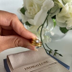 Indigo Blue Gold and Silver Ring